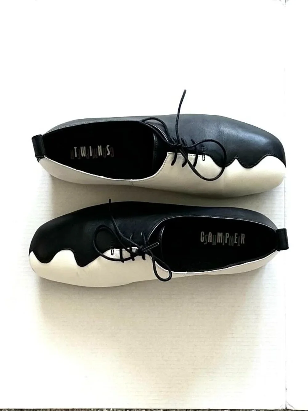 Camper CamperLab Twins Black & White Lace Up Light Weight Shoe Art To Wear